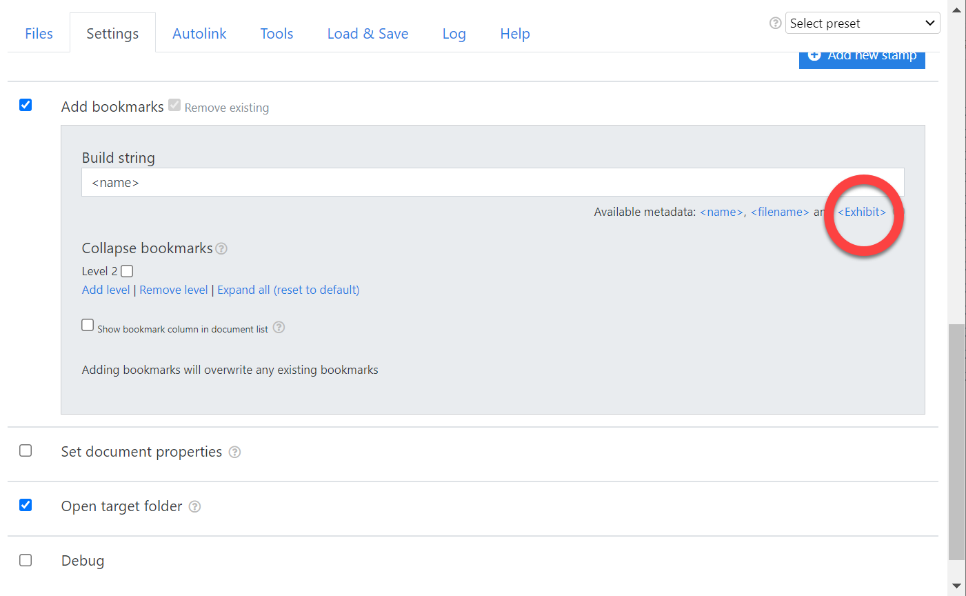 add metadata to bookmark